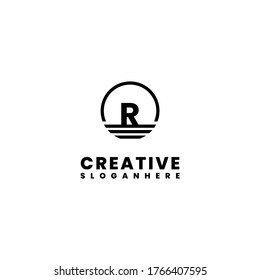 simple modern outline R logo letter design concept.