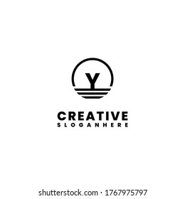 simple modern outline Y logo letter design concept.