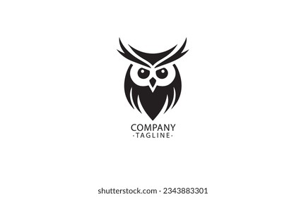 Simple and Modern owl black Logo for company white background	
