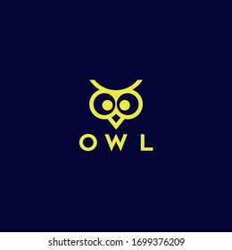 simple modern owl logo blue yellow