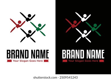 simple modern Palestine human Keffiyeh pattern logo design vector illustration