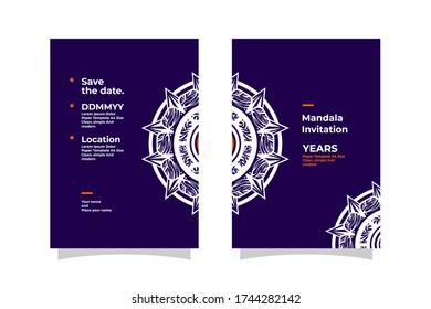 Simple and modern paper template invitation design with luxury mandala concept. Vector EPS