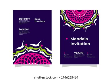Simple and modern paper template invitation design with luxury mandala concept. Vector EPS