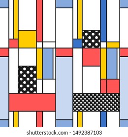 Simple modern pattern - seamless texture in Mondrian style. Design for gift wrapping paper or bedsheet.