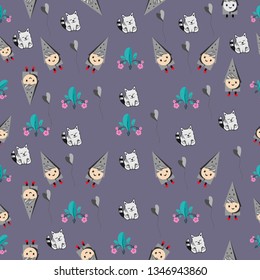 Simple modern patterns with stylish dogs and cats. - Vector