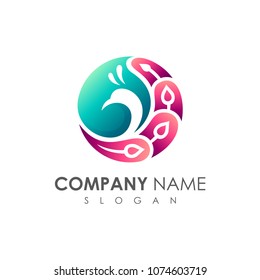 Simple And Modern Peacock Logo, Peacock Logo In Circle Shape