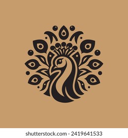 Icono del logotipo de la mascota Peacock simple moderna