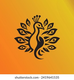Icono del logotipo de la mascota Peacock simple moderna