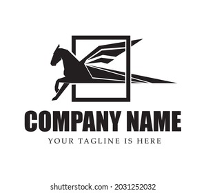 simple and modern pegasus horse logo