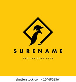 Simple and modern penguin square data logo vector icon illustration