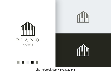 simple and modern piano house logo or icon for the community