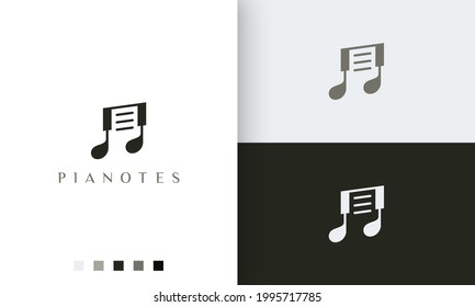logotipo o icono de notas de piano simple y moderno