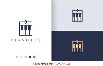 simple and modern piano note logo or icon