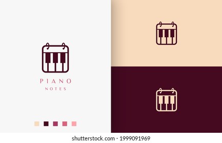 simple and modern piano note logo or icon