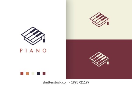 simple and modern piano school academy logo or icon