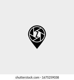 simple modern pin with capture and Z logo letter inside. creative logo letter design.
