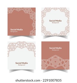 simple and modern pink white ornamental pattern square flat social media background