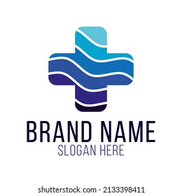simple modern plus symbol with cool ocean pattern vector logo template for healthcare medical and fitness business company