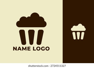 Diseño moderno simple del logotipo de las palomitas de maíz con el estilo creativo colorido para el cine, la película, el bocado, y la marca de la comida