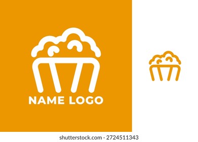 Simple Modern Popcorn Logo Design with Colorful Creative Style for Cinema, Movie, Snack, and Food Branding