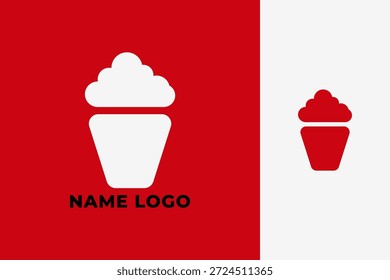 Diseño moderno simple del logotipo de las palomitas de maíz con el estilo creativo colorido para el cine, la película, el bocado, y la marca de la comida
