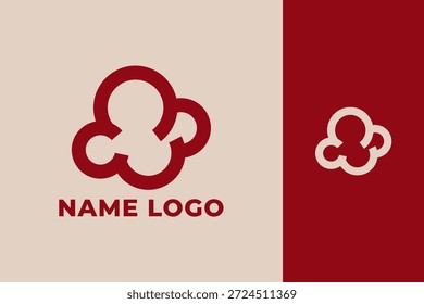 Diseño moderno simple del logotipo de las palomitas de maíz con el estilo creativo colorido para el cine, la película, el bocado, y la marca de la comida