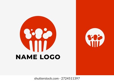 Diseño moderno simple del logotipo de las palomitas de maíz con el estilo creativo colorido para el cine, la película, el bocado, y la marca de la comida