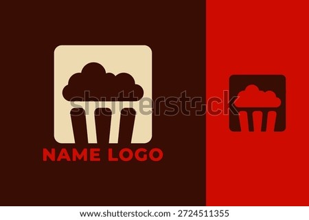 Simple Modern Popcorn Logo Design with Colorful Creative Style for Cinema, Movie, Snack, and Food Branding