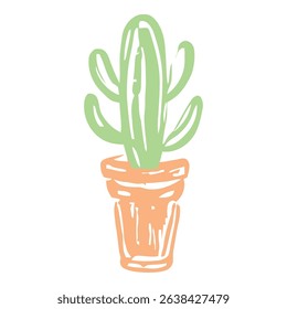 A simple and modern potted cactus in a terracotta pot, designed in a minimalist style, perfect for contemporary home decor.