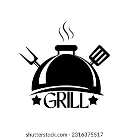 simple modern premium Barbecue logo design Food or grill template Vector illustration concept, eps, Vector
