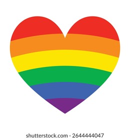 Simple and modern Pride emblem with rainbow stripes. Great for community graphics and inclusive design projects.