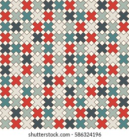 Simple modern print with crosses. Minimalist seamless surface pattern. Abstract background with geometric ornament. Checkered wallpaper. Digital paper, textile print, page fill. Vector art