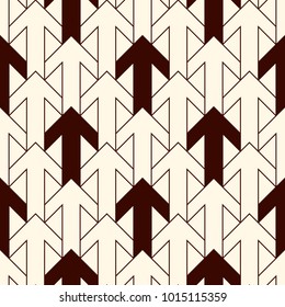 Simple modern print with interlocking arrows. Contemporary abstract background with repeated pointers. Seamless pattern with geometric figures. Creative wallaper. Minimalist digital paper. Vector art