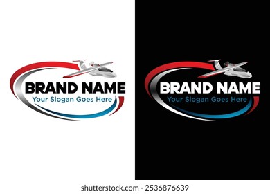 simple Modern private jet airplane vector illustration logo design
