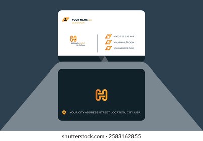 Simple modern professional business card design with H latter, white, black visiting card design, vector layout