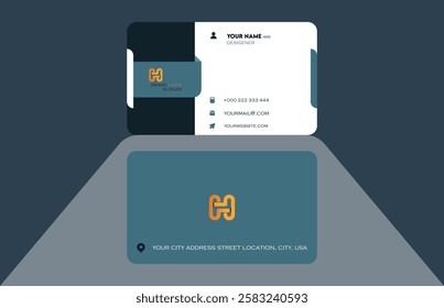 Simple modern professional business card design,  white, black, visiting card design, vector layout