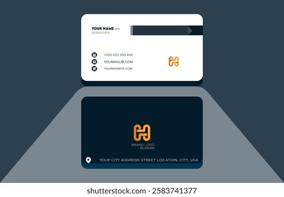 Simple modern professional business card design, white, black visiting card design, vector layout