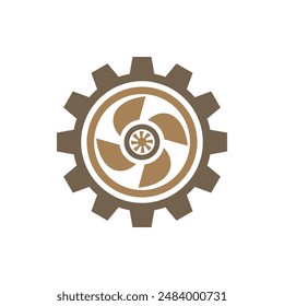 Vector con el logotipo del engranaje de la hélice simple y moderno. Adecuado para cualquier industria, especialmente aquellas relacionadas con la tecnología, reparación, fabricación de herramientas y equipos, mecánica y muchas más.