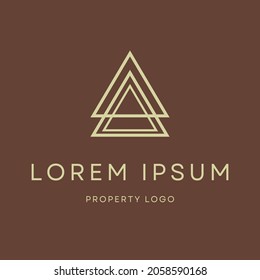 Diseño de un logotipo de propiedad moderno y sencillo. Diseño del logotipo en forma de triángulo. Diseño de logotipo sencillo