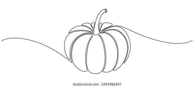 Sencillo emblema de calabaza moderna en una línea de Vector editable. Concepto de calabazas de granja. ilustración del eps de Vector