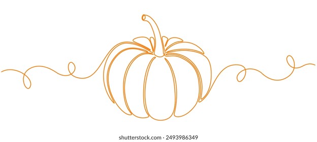 Simple modern pumpkin emblem in one line editable vector. Farm pumpkins concept. Vector eps illustration