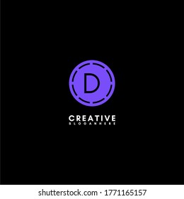 einfaches, modernes lila Kreis D Logotype Design Konzept.