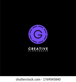 simple modern purple circle G logotype design concept.