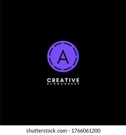 simple modern purple circle A logotype design concept.