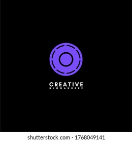 simple modern purple circle O logotype design concept.