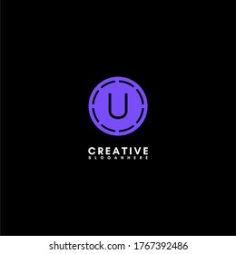 simple modern purple circle U logotype design concept.