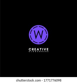 simple modern purple circle W logotype design concept.