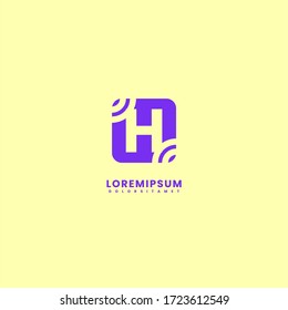 diseño moderno simple cuadrado redondeado H letra de diseño limpio