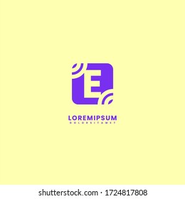 simple modern purple rounded square E logo letter clean design concept