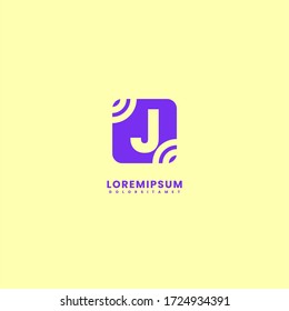 simple modern purple rounded square J logo letter clean design concept